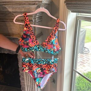 Amazon High waist leopard print bikini, medium, never worn